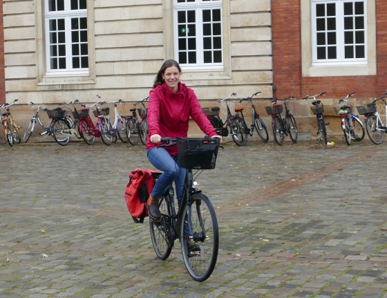 Kathrin Kottke verschaffte sich auf einer Radtour ein eigenes Bild vom Semesterstart.<address>© WWU - Brigitte Heeke</address>