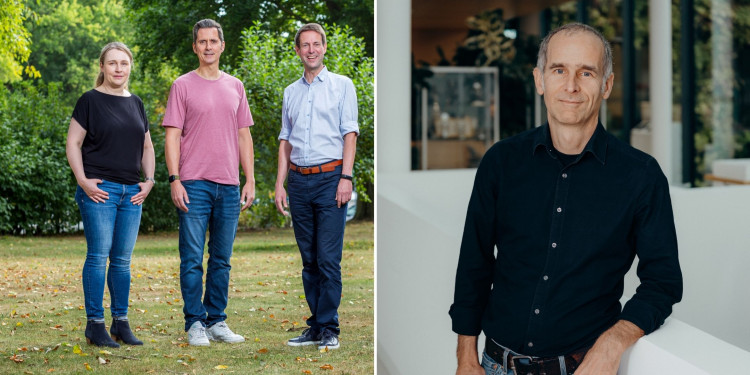 Prof. Dr. Nina, Prof. Dr. Timo Strünker und Prof. Dr. Frank Tüttelmann (v. l.) bilden das Sprecherteam des neuen SFB aus der Reproduktionsmedizin. Prof. Dr. Stefan Luschnig ist Sprecher des SFB „Dynamische zelluläre Grenzflächen: Bildung und Funktion”.<address>© Kochinke / Michael Kuhlmann</address>