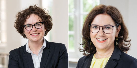Eva Mundanjohl (links) und Prof. Dr. Ulrike Weyland<address>© Uni MS - Peter Leßmann/Christoph Steinweg</address>
