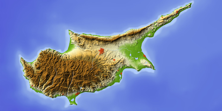 Landkarte von Zypern<address>© stock.adobe.com - Arid Ocean</address>