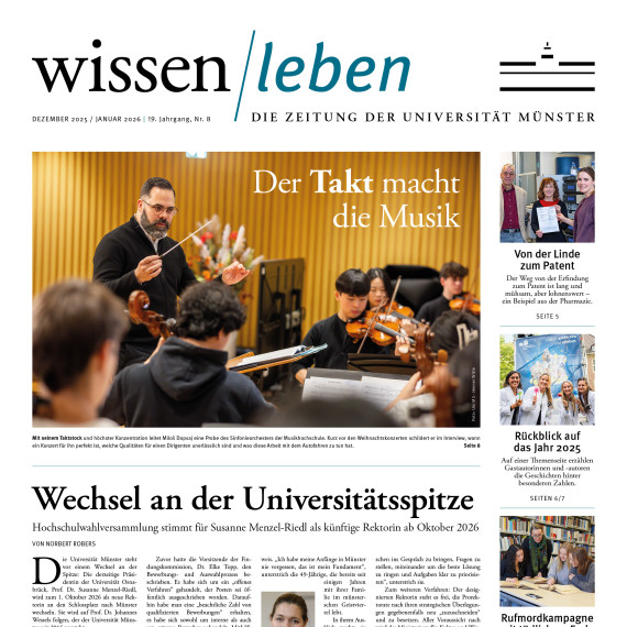 Titelseite der wissen|leben Nr. 8, 10. Dezember 2025<address>© Uni MS</address>