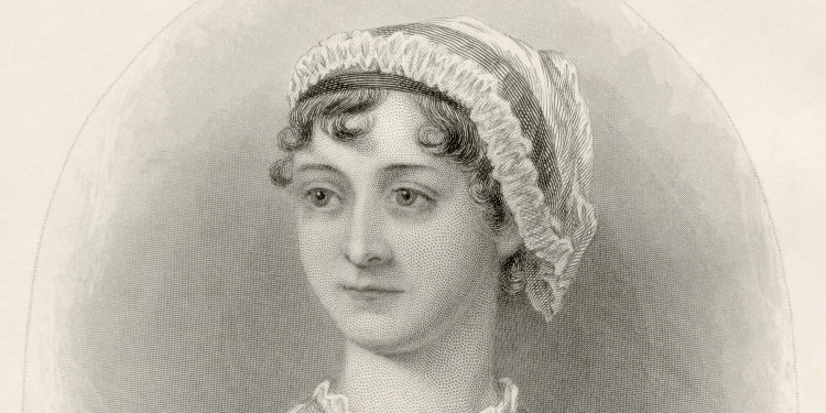 Zu sehen ist ein historisches Porträt von Jane Austen (1775 – 1817), gezeichnet von ihrer Schwester Cassandra.<address>© Wikimedia Commons</address>