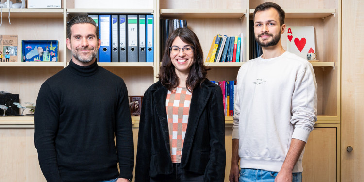 CausalAI4Health (v.l.): Prof. Dominik Heider, Dr. Adèle Ribeiro und Maximilian Hahn<address>&copy; Uni MS - FZ</address>