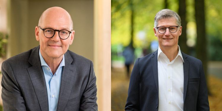 Die Kollage zeigt zwei Porträtbilder. Auf der linken Seite ist Matthias Florian zu sehen, auf der rechten Tilman Fuchs.<address>&copy; Privat // Stadt Münster/Michael Möller</address>