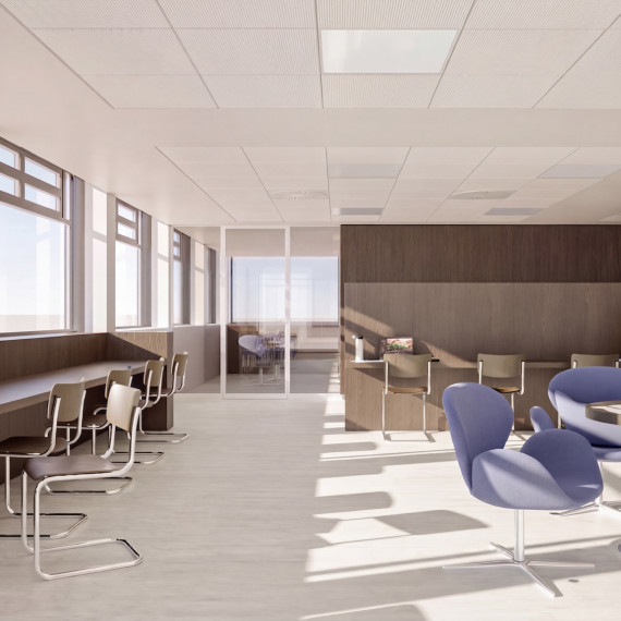 Visualisierung des neuen Gruppenarbeitsraums im Erdgeschoss<address>&copy; PBA Peter Bastian Architekten</address>