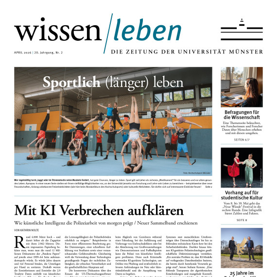 Titelseite der wissen|leben Nr. 2, 1. April 2026<address>&copy; Uni MS</address>