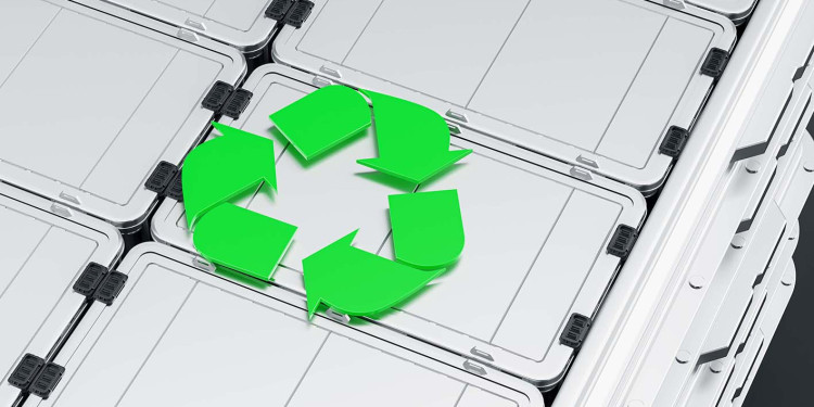 Electric vehicle metal battery packs and recycle icon<address>&copy; stock.adobe.com - ImageFlow (Symbolic image)</address>