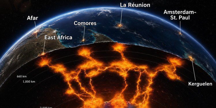 The image shows the Earth and the so-called plumes.<address>&copy; Xiyuan Bao</address>