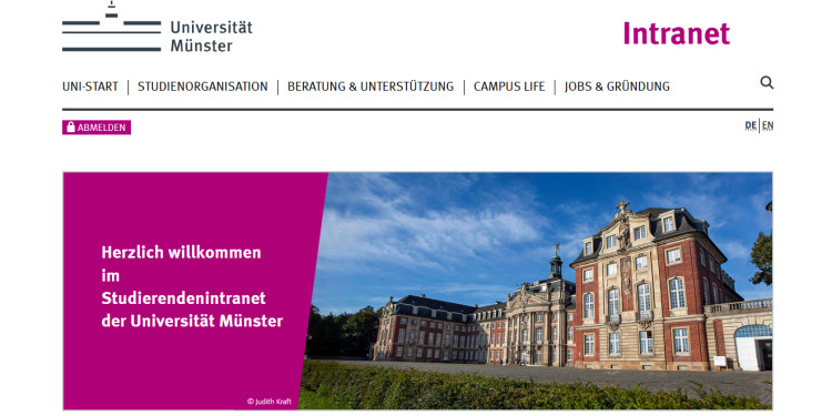 Ansicht des überarbeiteten Studierendenintranets<address>&copy; Uni MS</address>