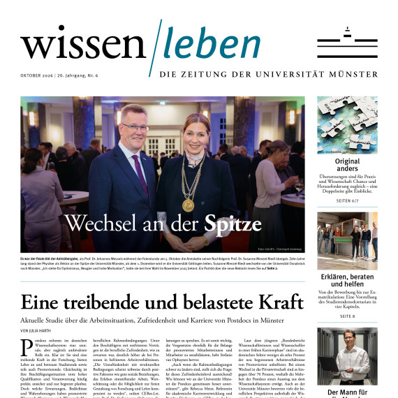 Titelseite der wissen|leben Nr. 6, 7. Oktober 2026<address>&copy; Uni MS</address>